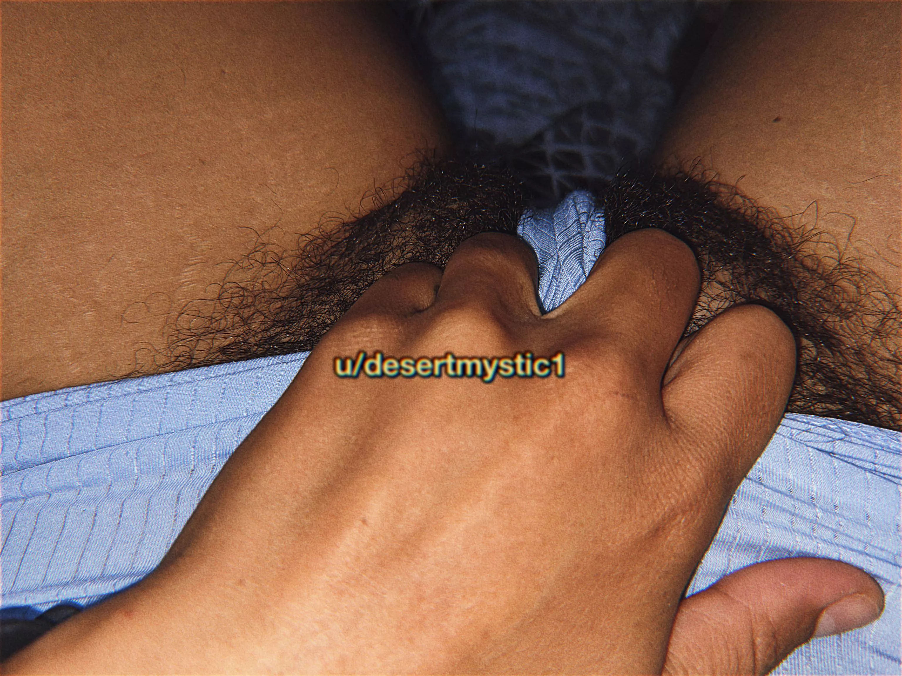 look at my hairy pussy eat these pretty blue panties 😈😏