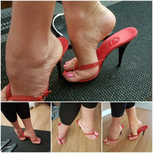Red thong heels.
