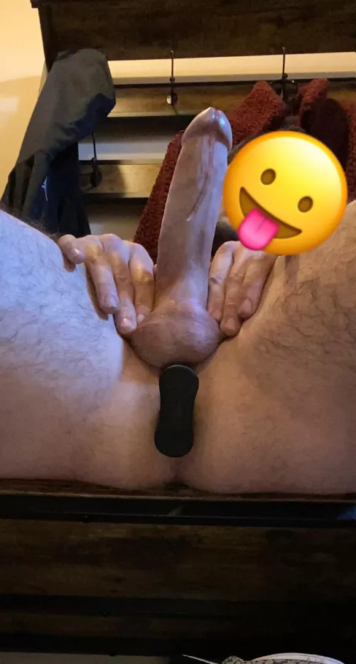 Plug makes me leak pre cum like crazy. I just got hard and you can see the trail of cum