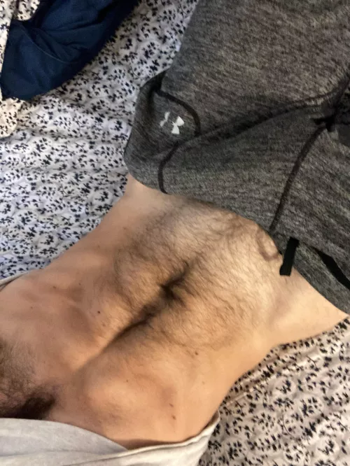 Abs + gray sweats + bulge 😉