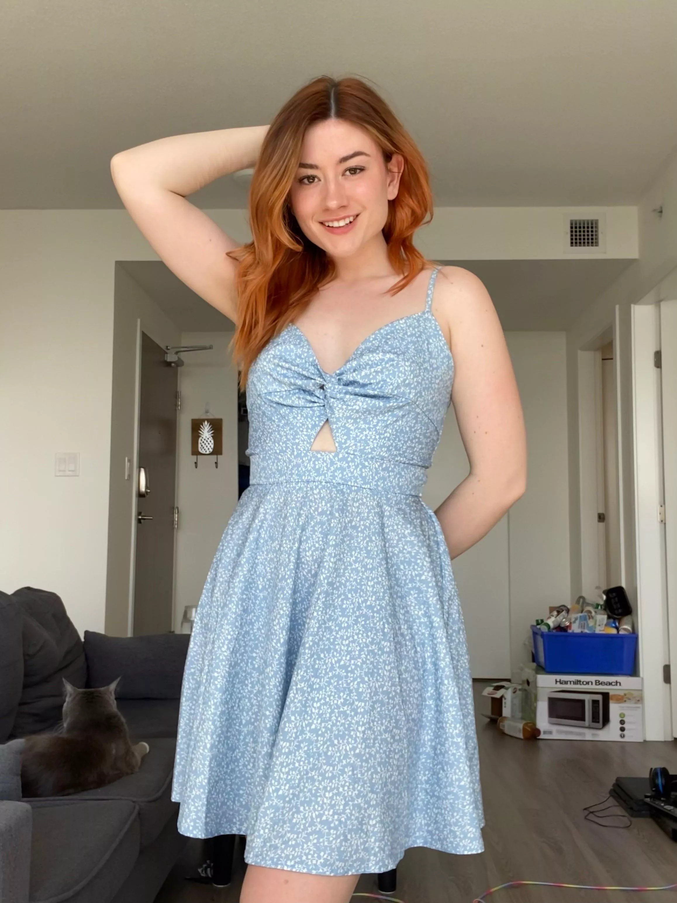 Cheesin’ because I feel cute in this Sundress! :)
