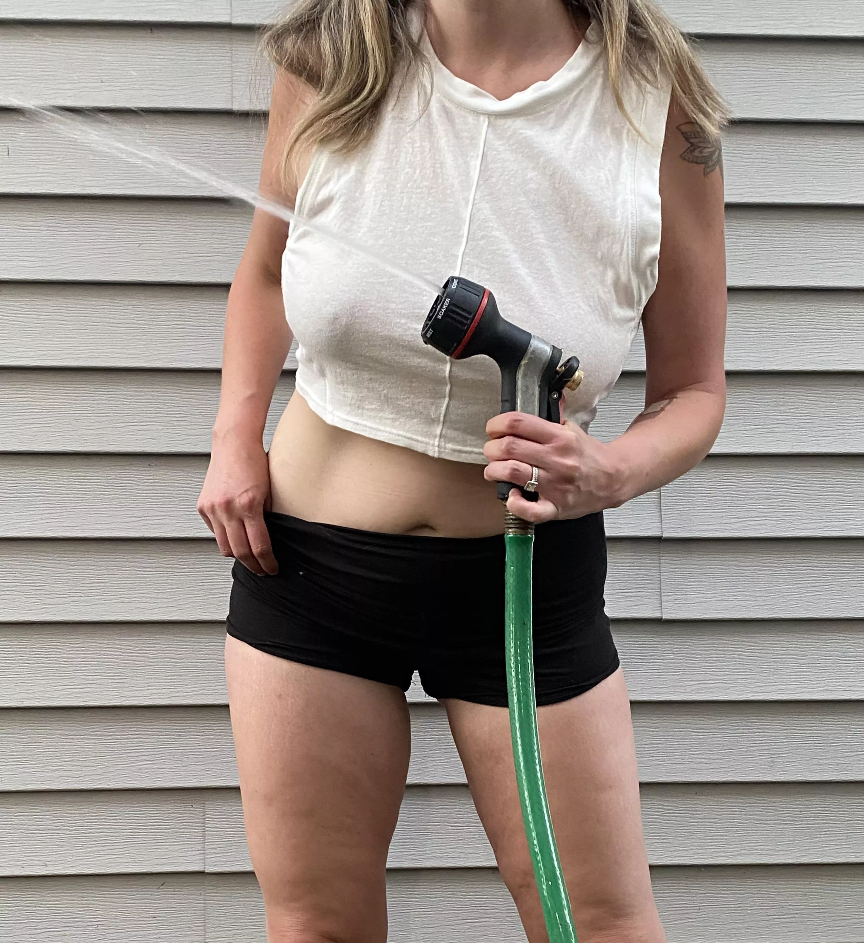 I always get a little wet watering the grass 💦