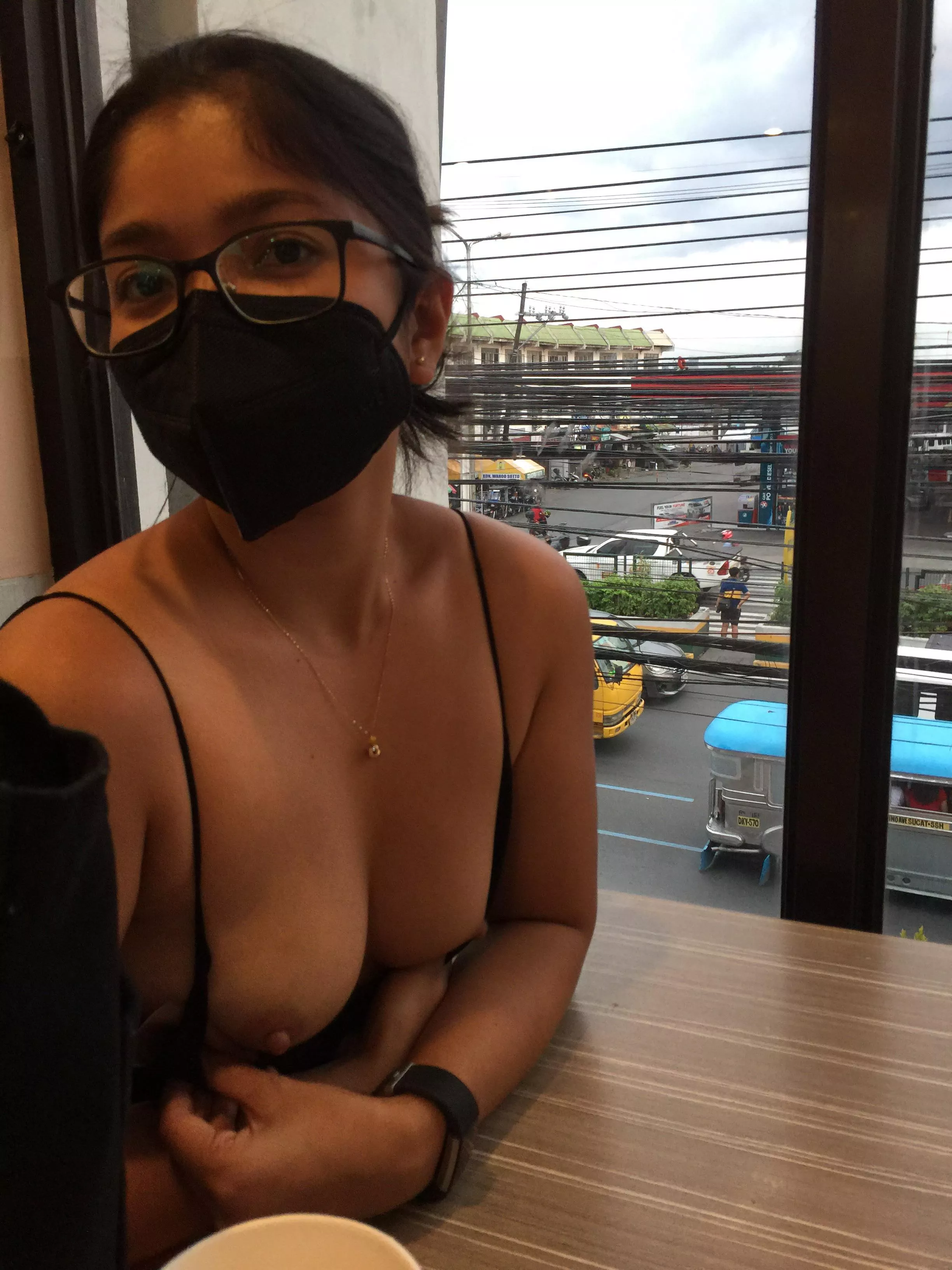 I think the waiter saw my tits! I think the waiter saw my tits!
