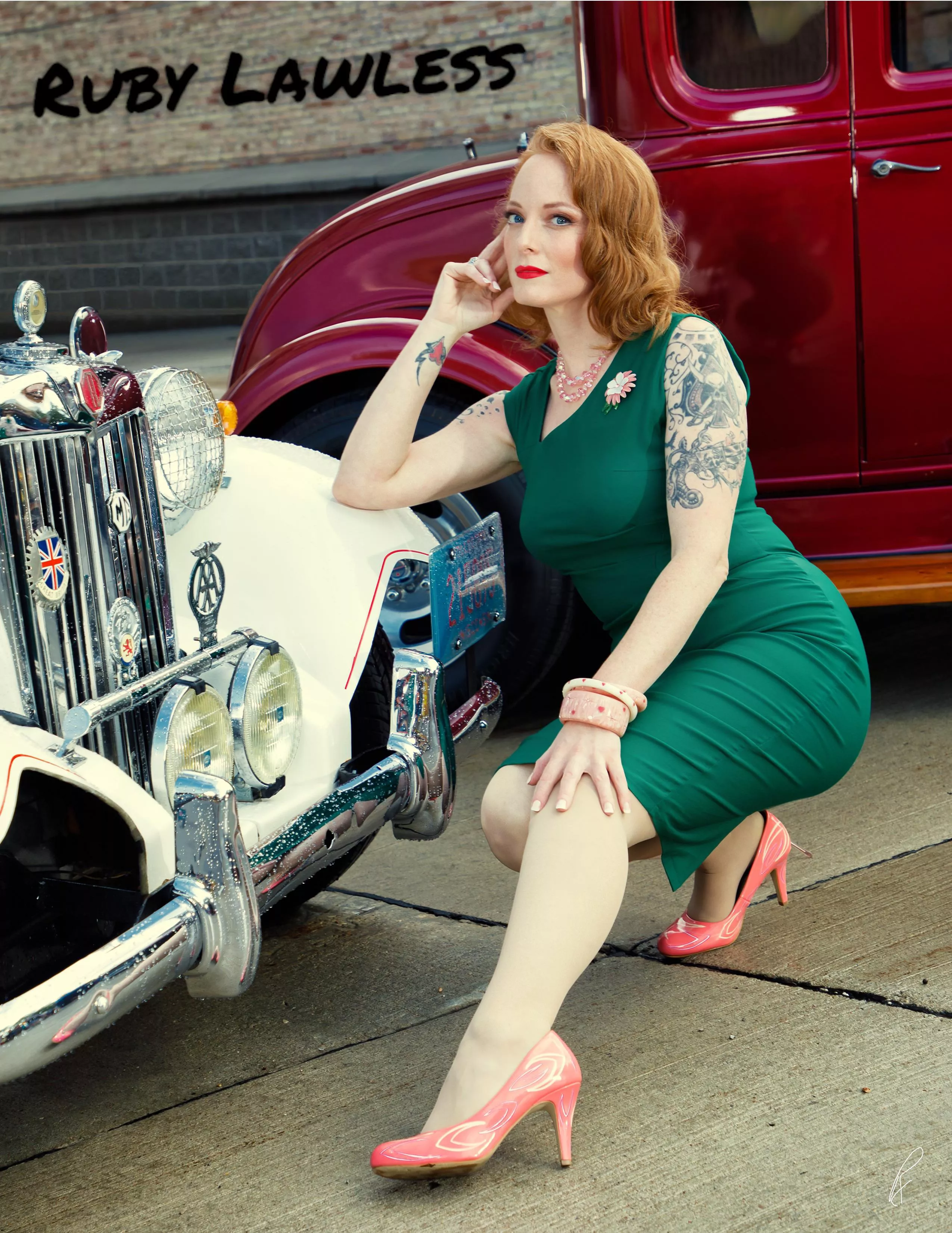 Showing off my one of a kind, pinstriped Pink Vinyl Pumps! Say that ten times fast! 😆