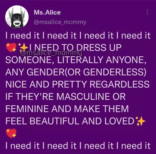 Tweaked my tweet to be more inclusive!💜