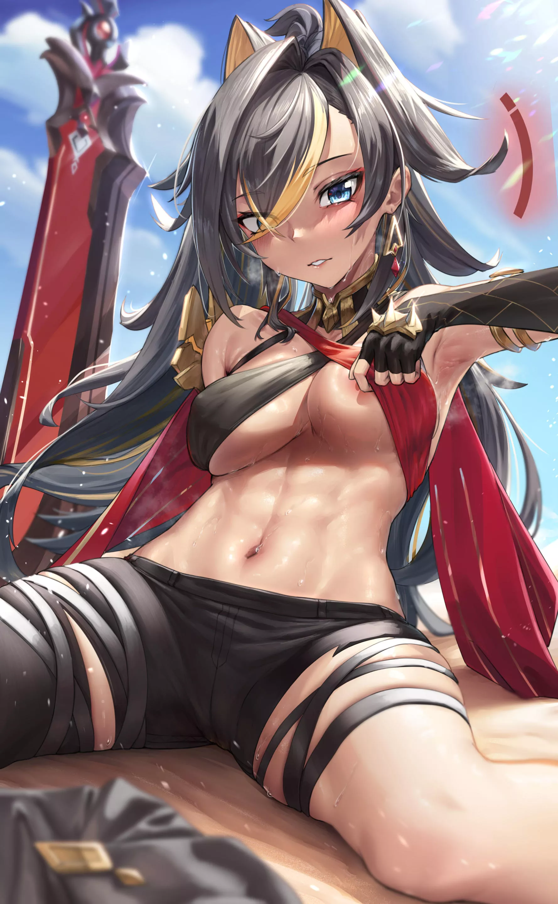 Dehya showing off her toned tummy (by PADORUU)