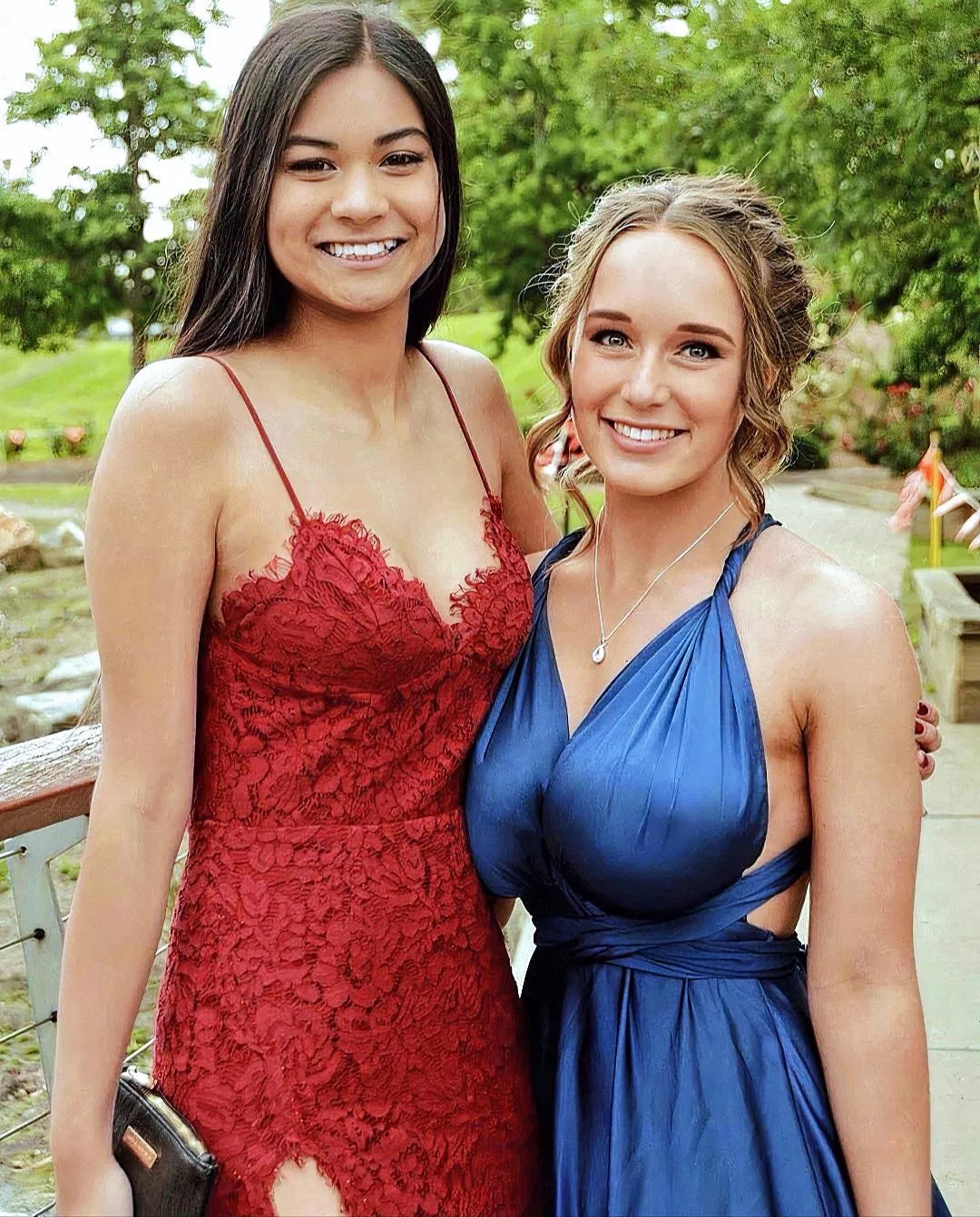 This is a photo of my best friend's niece(blue prom dress), she's with her  best friend about to go to promðŸ’¯ðŸ”¥ðŸ‘ Please rank her and her best friend  from the most attractive