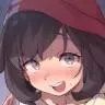 LF Color Source: Grey eyes, sweating, blushing, open mouth, looking at viewer, red beanie