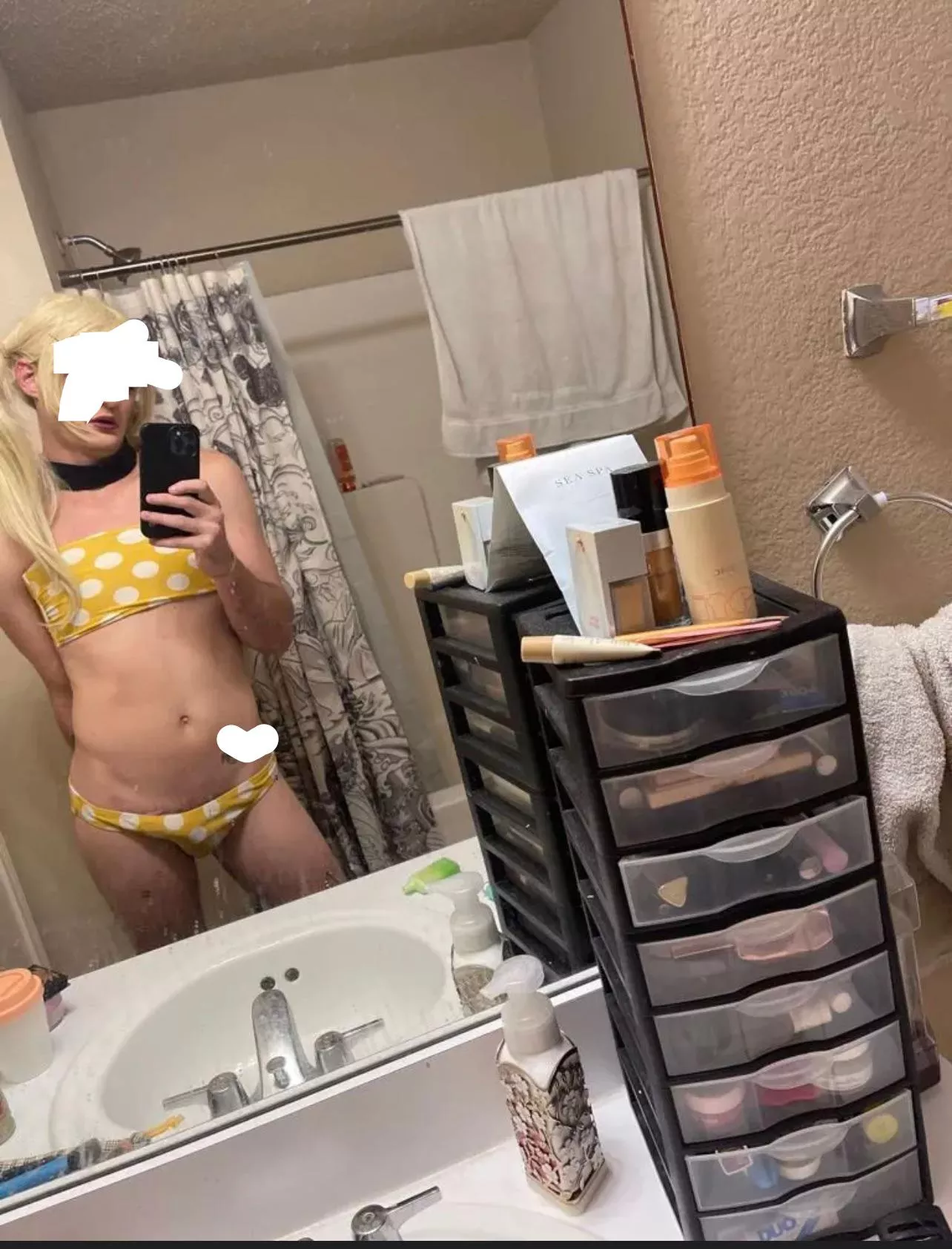 Trying out new swim suit because I’m such a sissy slut I love wearing little to no clothing for alphas
