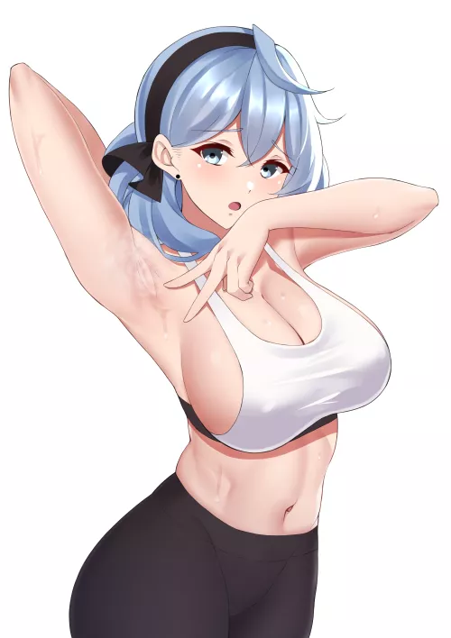 Gym Ako giving you a peace sign (Omenion) [Blue Archive]
