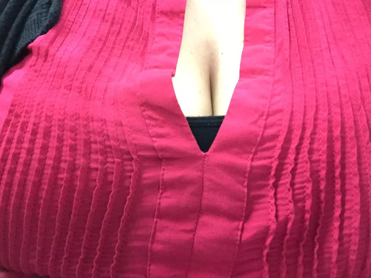 The cleavage is out at work for the boys today
