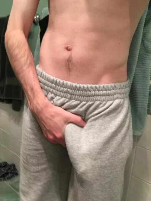 Yummy grey sweatpants bulge