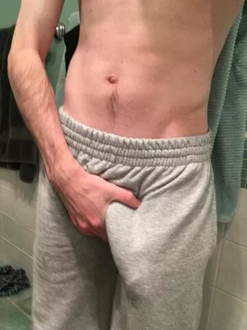 Yummy grey sweatpants bulge