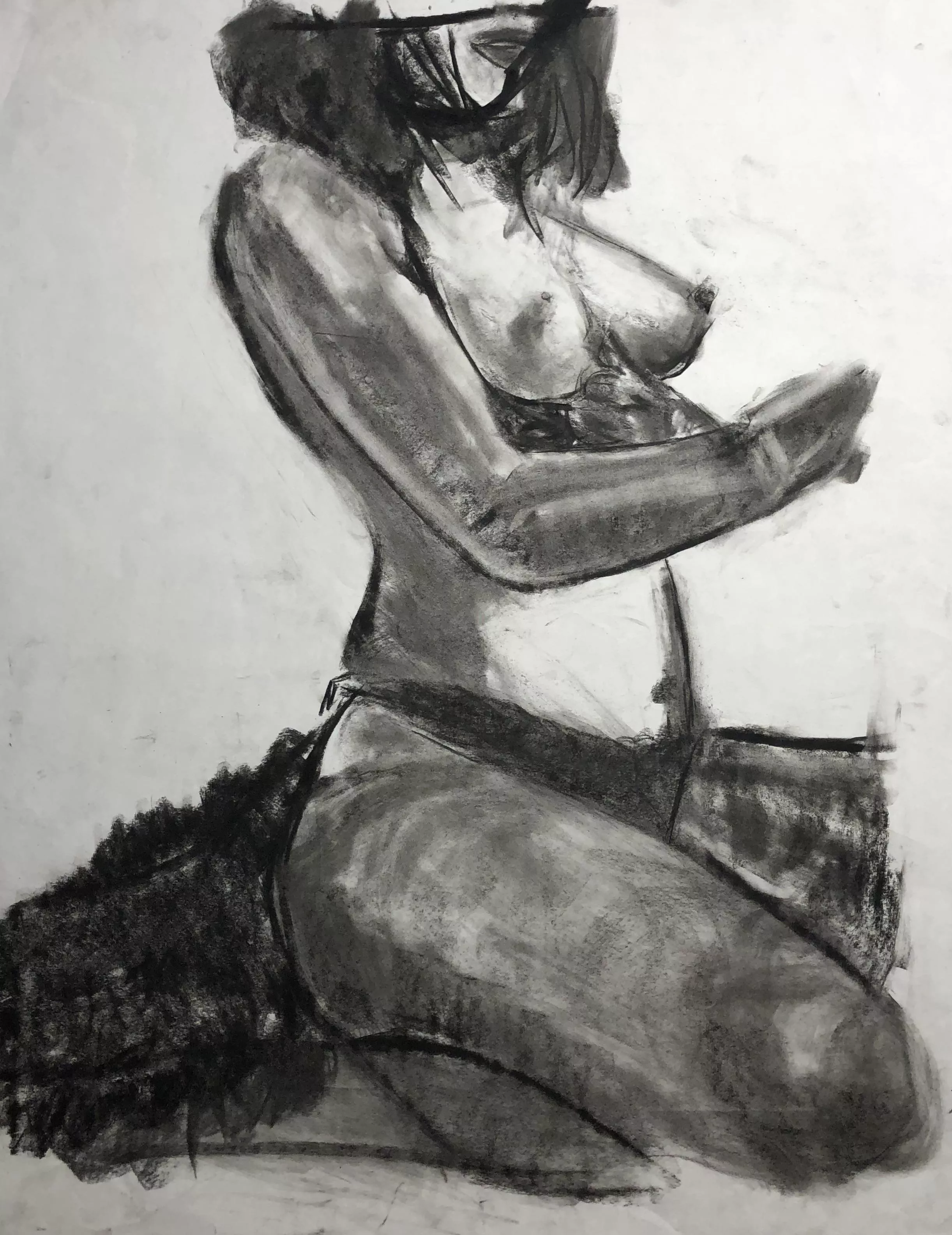Cat girl in charcoal