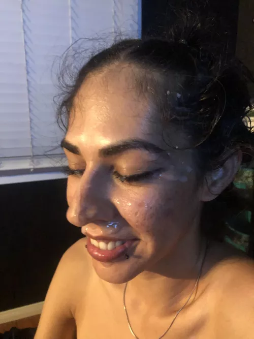 After her nearly sucking my balls right off I give her her reward that she loves to wear