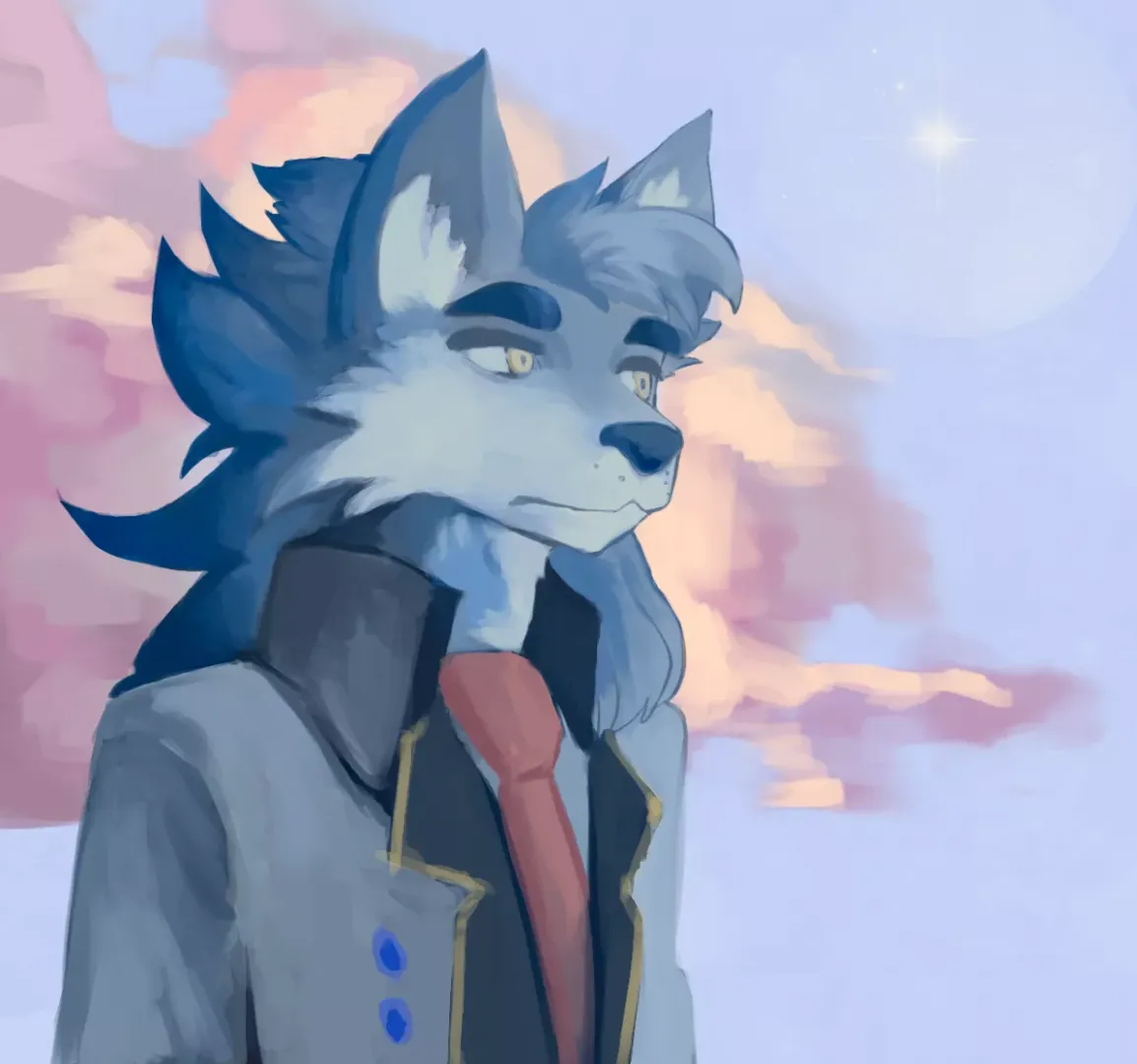 I drew a lone wolf at the end of a day :3