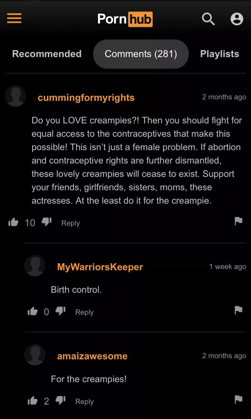 Fuck the patriarchy. Support our creampie rights