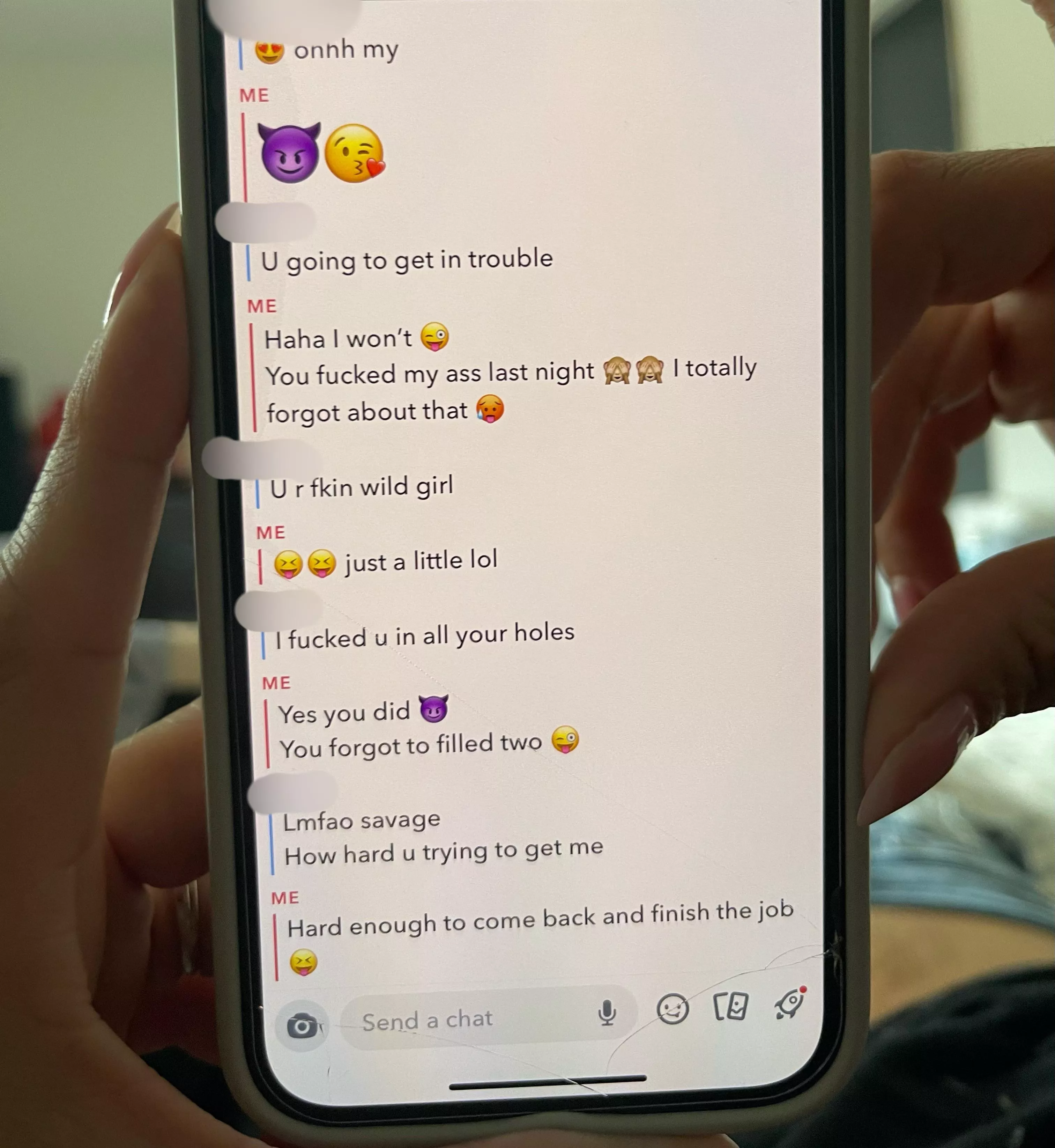 I invited hubby’s best friend over and convinced him to sleep in our bed with us 🙈 Can you guess what happened? Here’s a bit of our convo when he left in the morning 😈