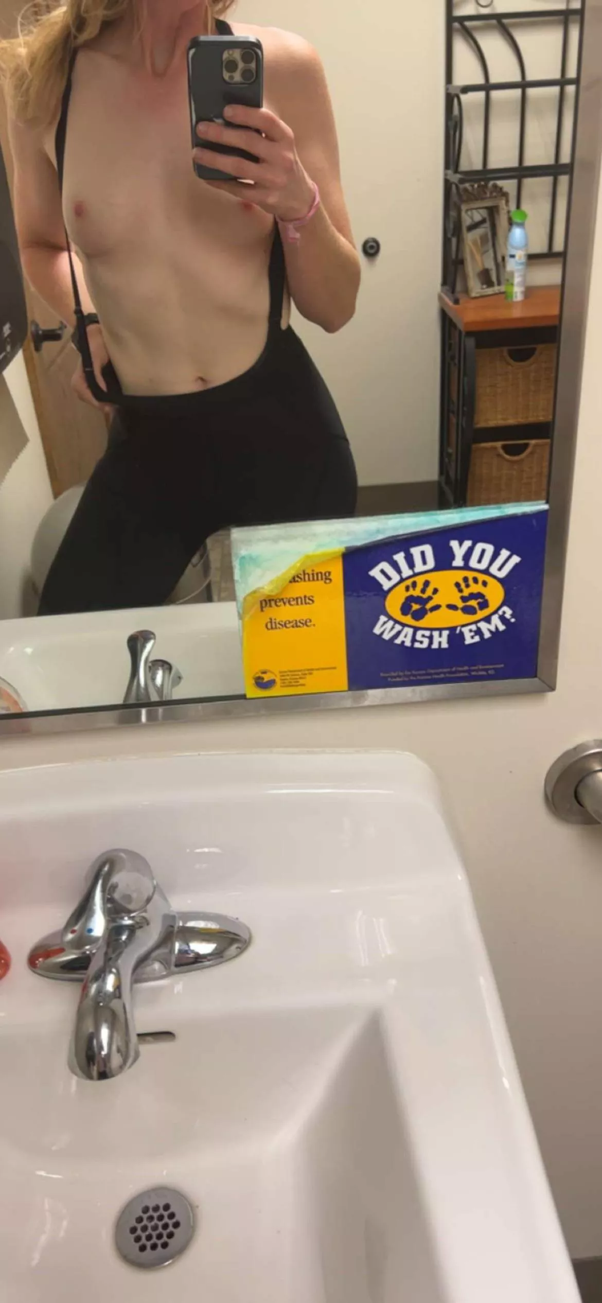 Quick clothes change in the bathroom at the end of the workday - anyone know what I’m about to go do? (F) Quick clothes change in the bathroom at the end of the workday - anyone know what I’m about to go do? (F)