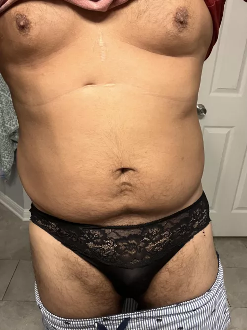 Wife’s out for a little bit, and panties go on