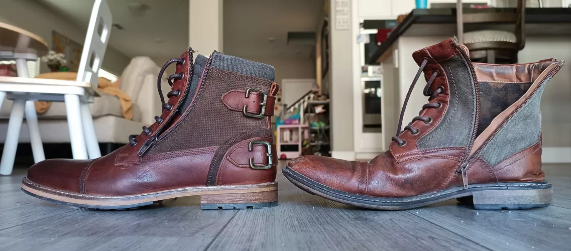 New vs Old - Not looking forward to the breaking in period and not having boots that feel like slippers --- but BUCKLES.