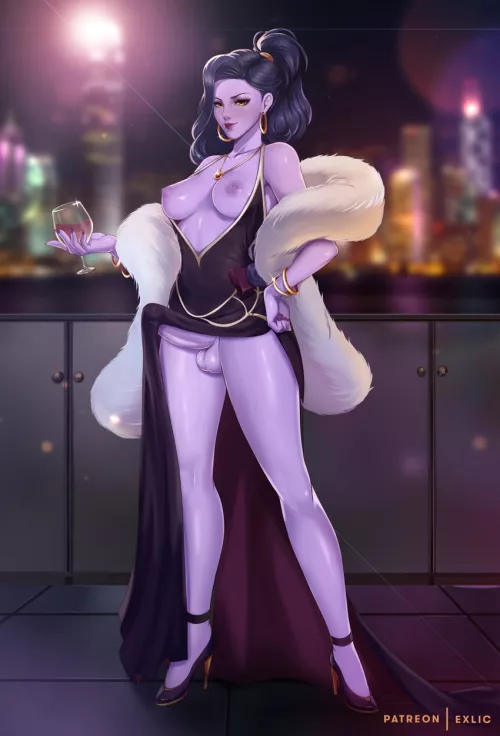 Widowmaker is standing strong under her dress (exlic) [overwatch]