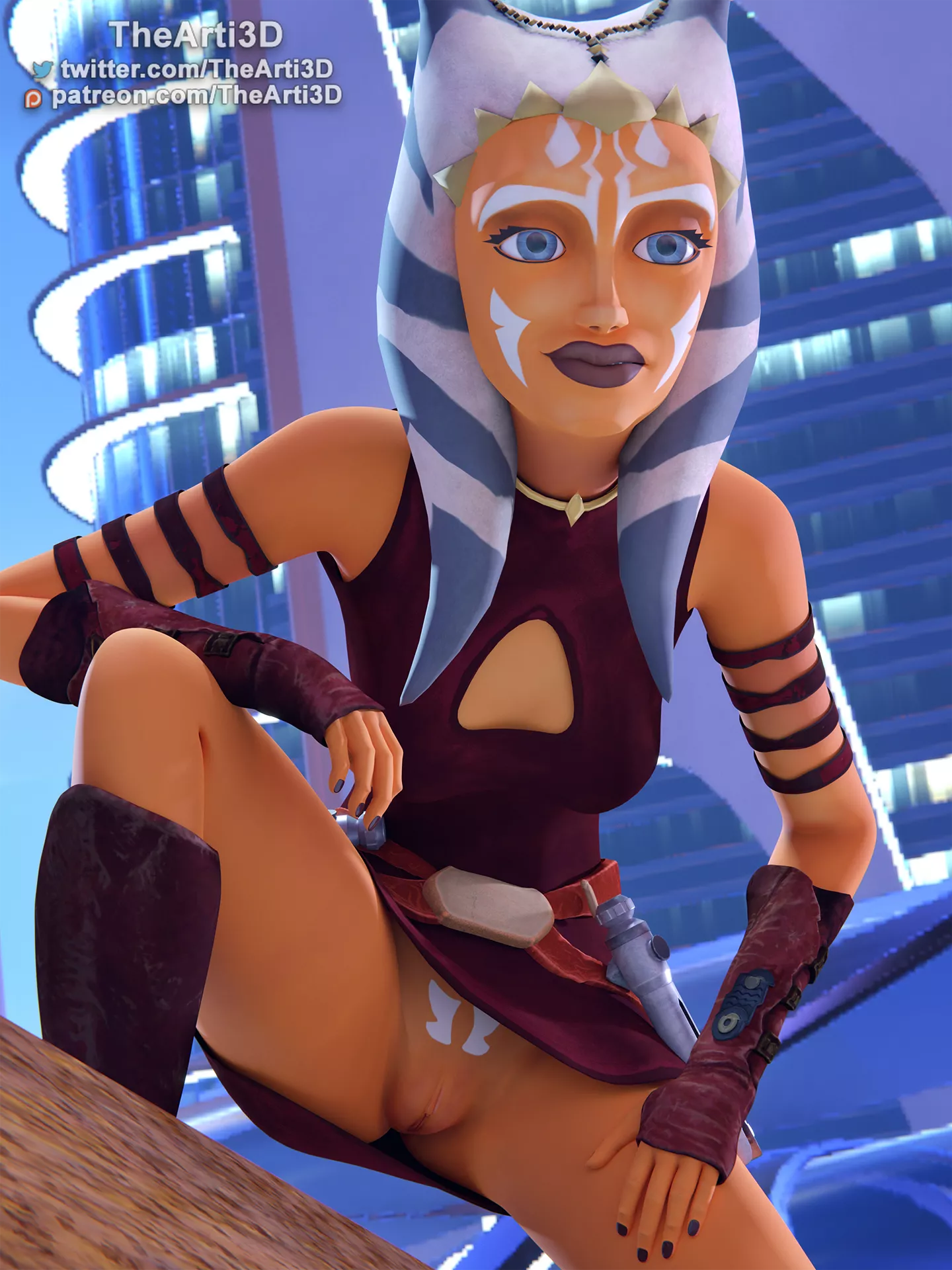 Ahsoka upskirt pussy flashing. Part 2 (TheArti3D)