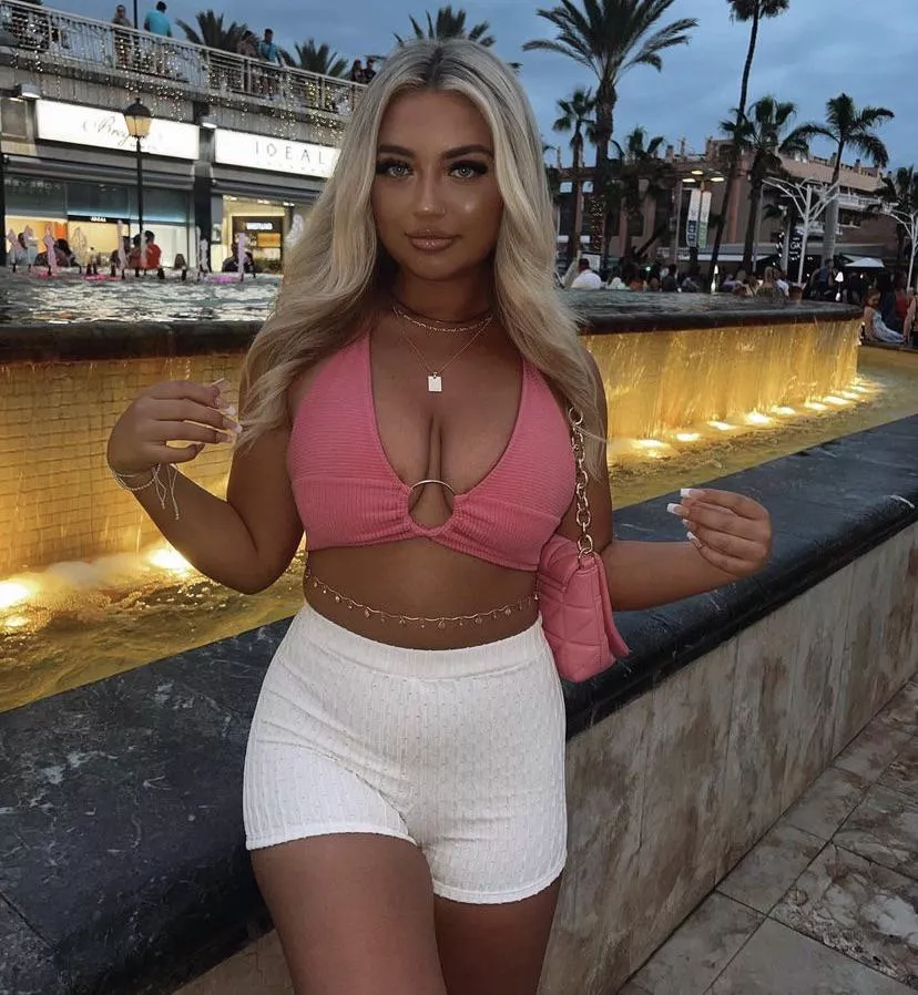 Pink top white shorts