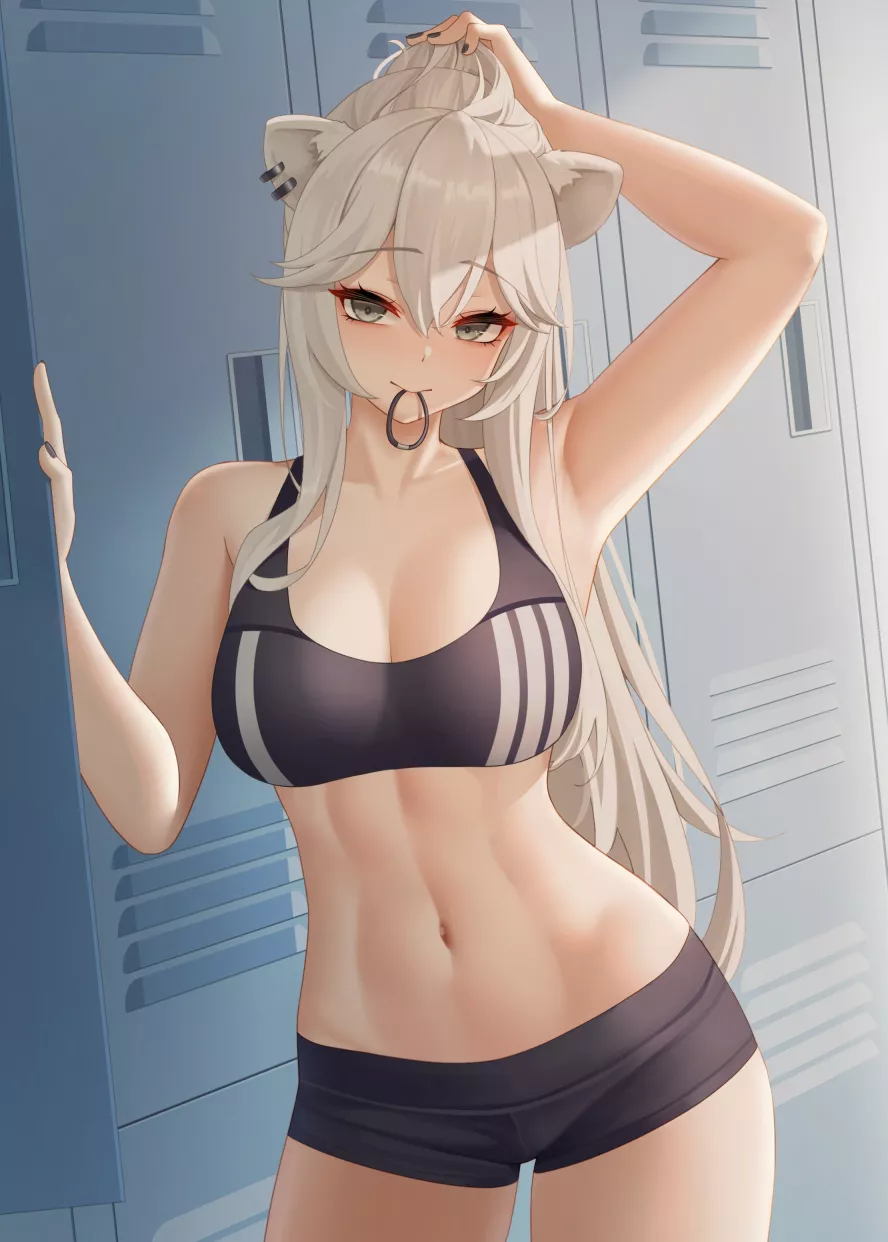 Shishiro Botan getting ready to workout (by 唯笑)[Hololive]