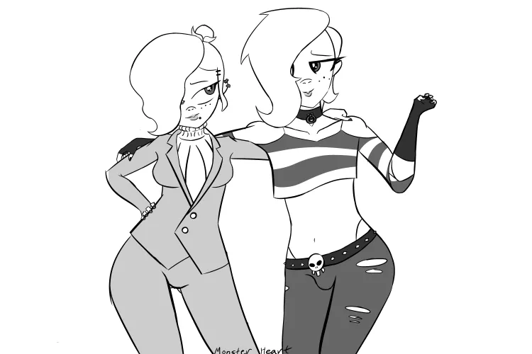 Edgar Hangs Out With His Big Sis, Jill (art by me)