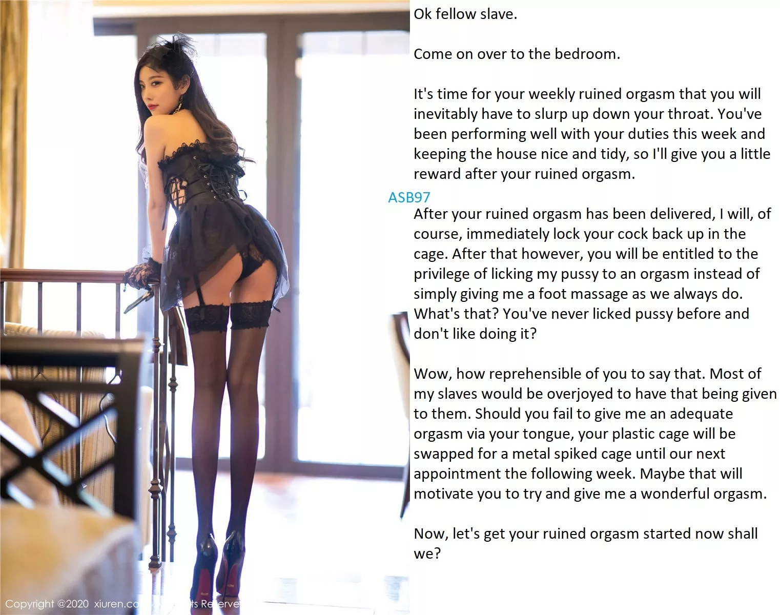 Enjoy your ruined orgasm and giving her an orgasm yourself