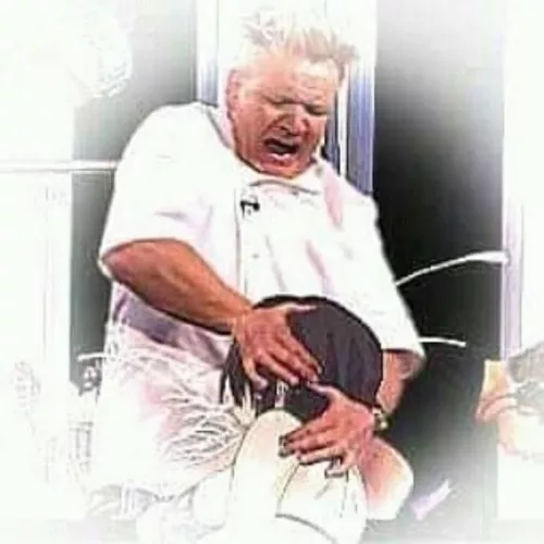 LF Color Source: meme, Gordon Ramsay, 1girl, short hair, black hair, black bikini, blowjob, back turned