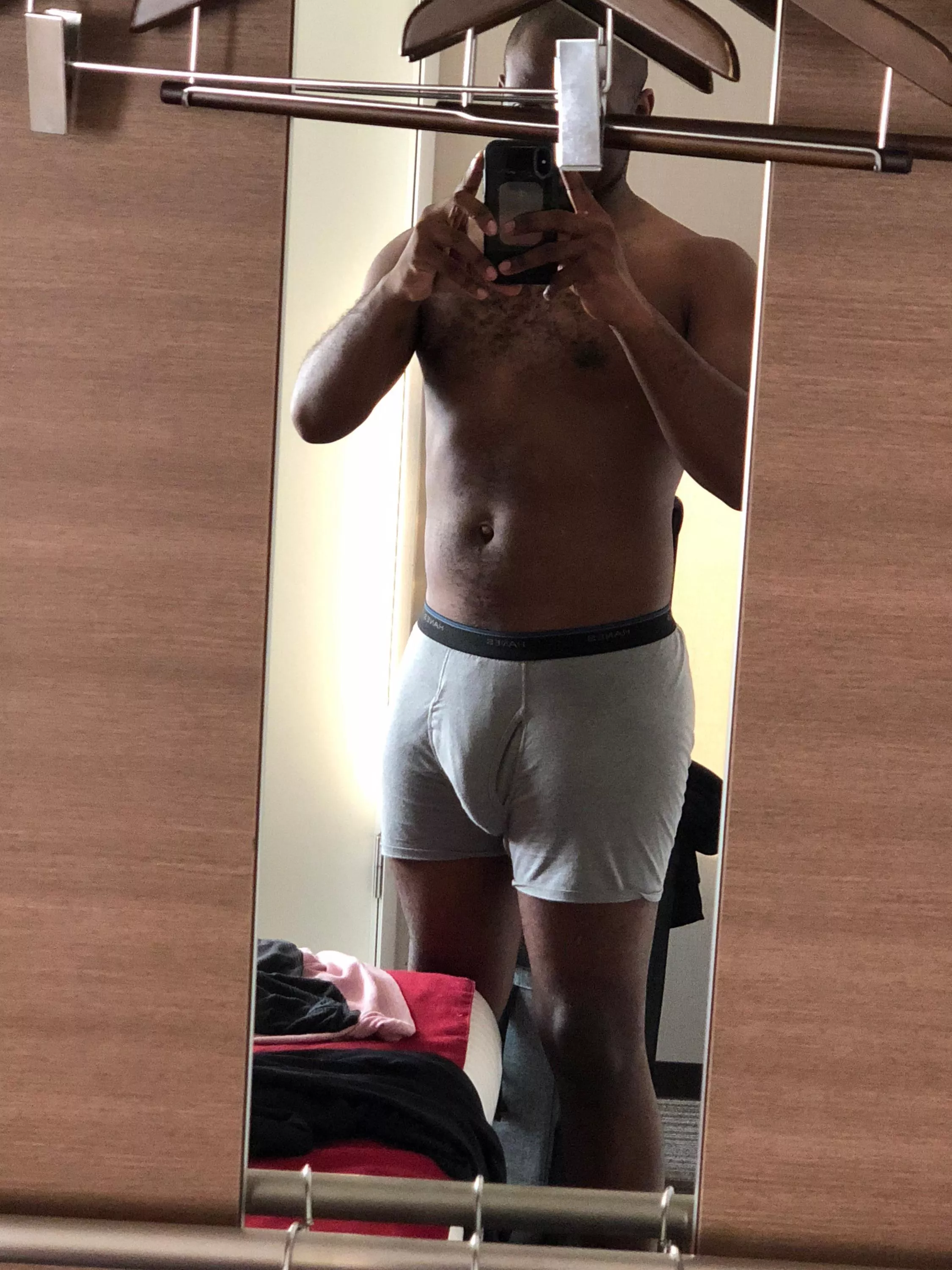 Out scaring the locals in Hong Kong. Sweatpants and gym shorts only.