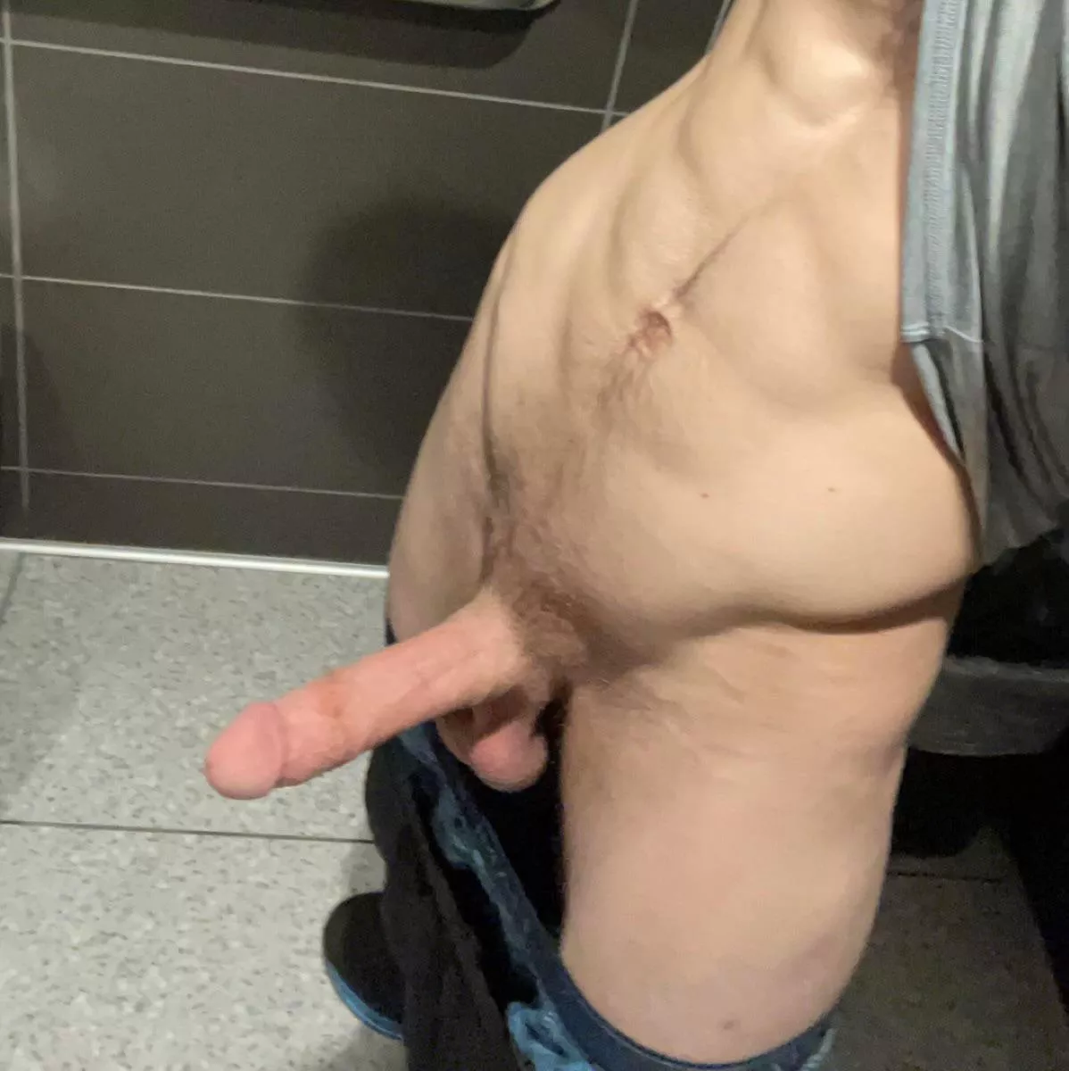 Stop working and follow me into the bathroom