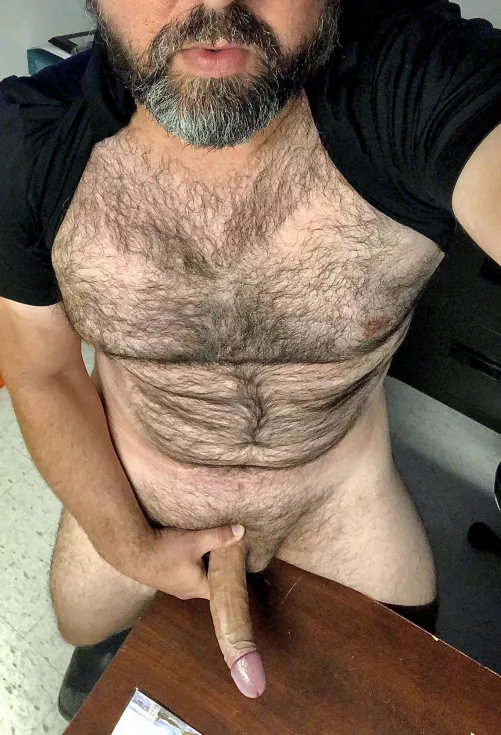 You’ve got to be quiet at work if you’re a loud moaner, when you’re bent over a desk, taking a big, thick boner.