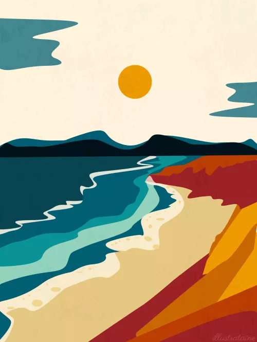 (OC)Beach and Mountains illustration.
