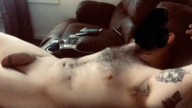 Reclined with a beer