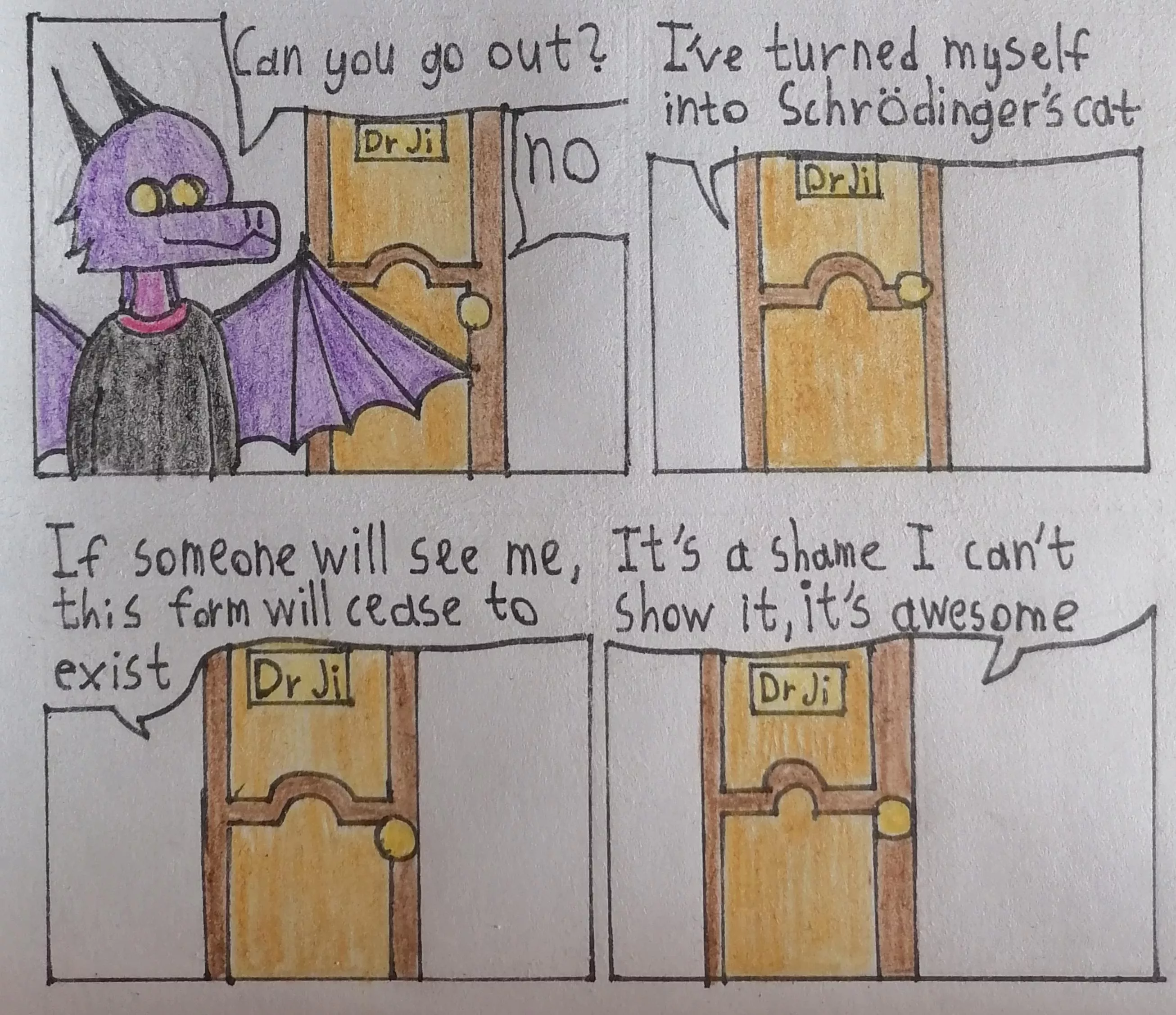 Shrodinger's cat (art by me, purple dragon character belongs to u/game_falor)