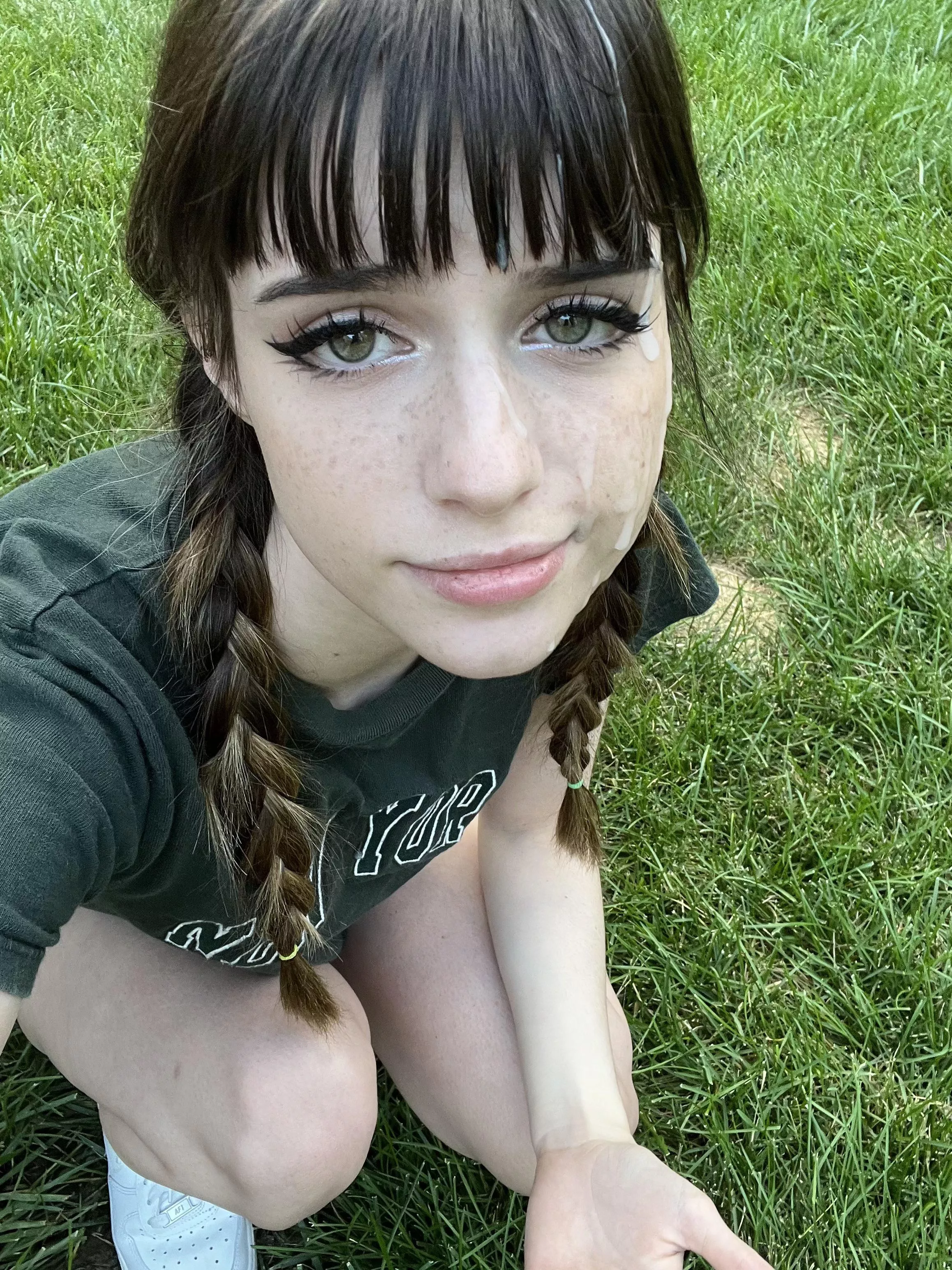 Walking around with cum on your face >