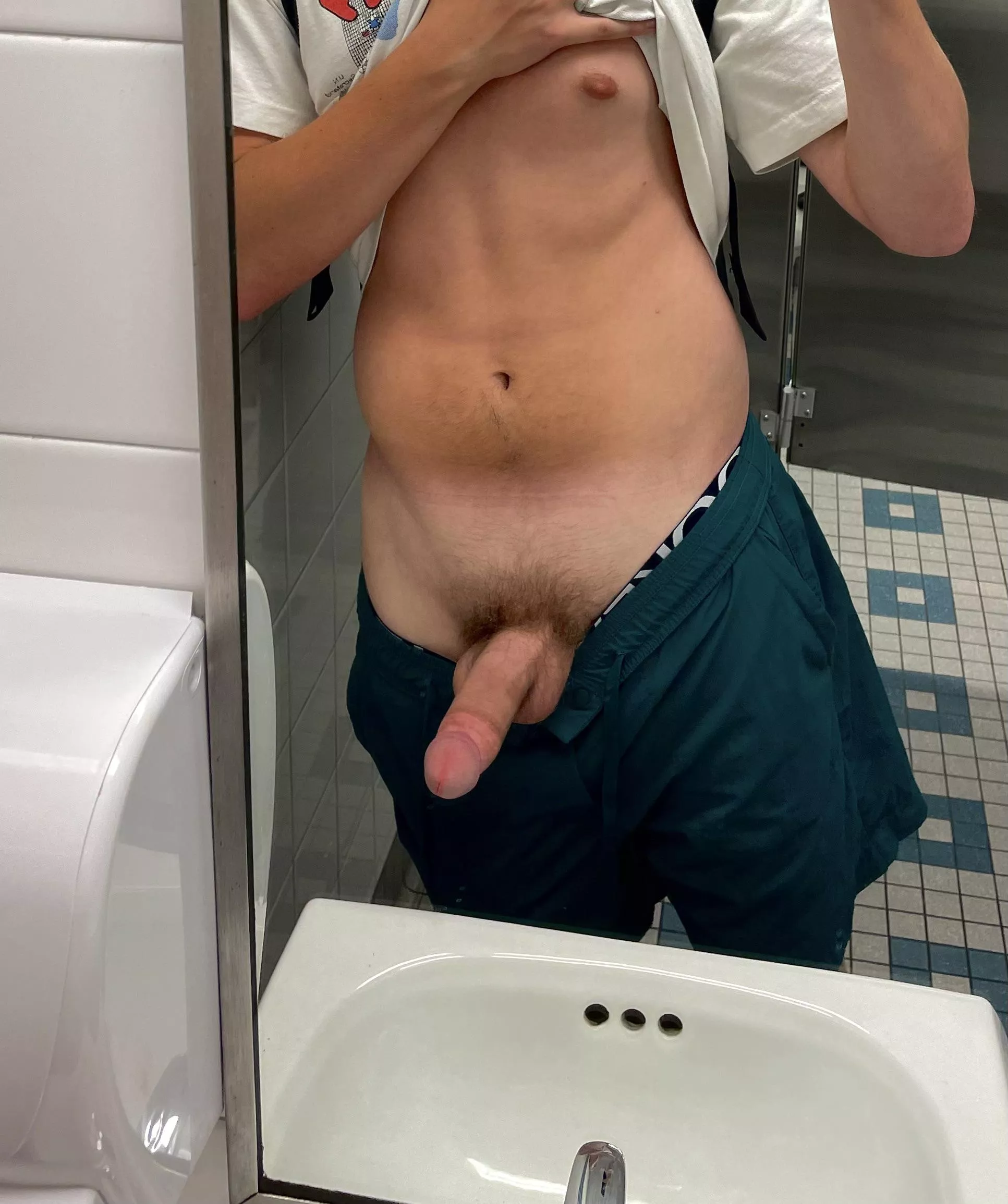 Whipping it out in the college bathroom