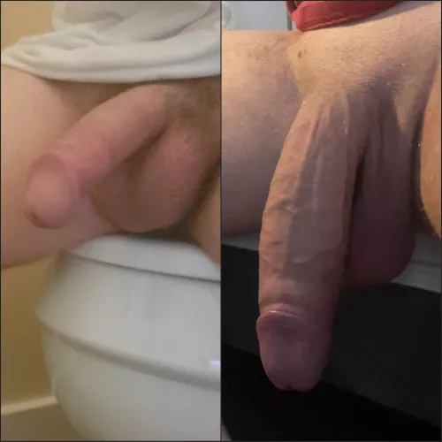 Found a picture of my gfs ex's cock on her phone. he's the bigger one :/