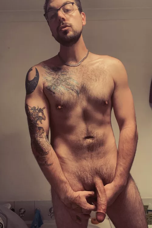 Get on your knees and lube my huge cock up with your mouth so I can breed you.