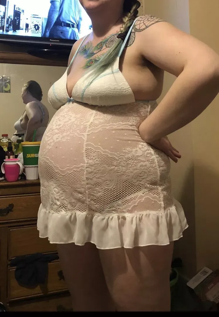 Last time my wife was pregnant. This was her at 5 months.