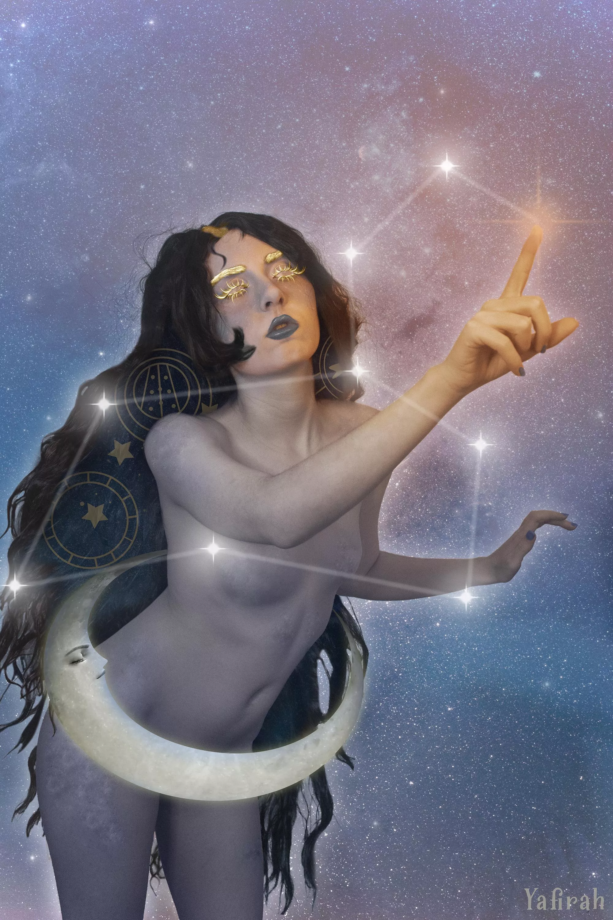 The Moon bodypaint by Yafirah (Inspired by an illustration by @miranzzm)