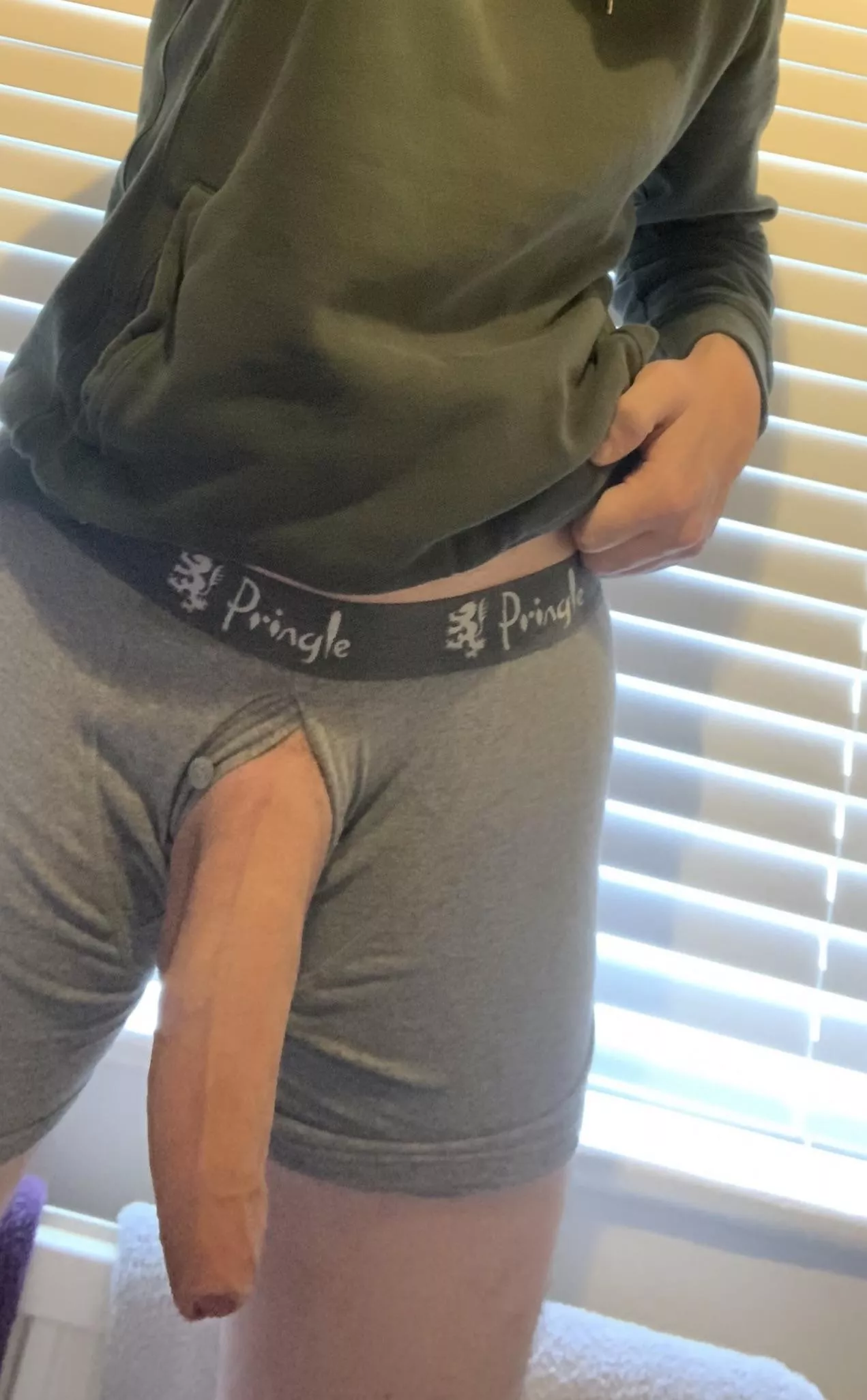 He’s always falling out my boxers, accidentally obviously 😜😜