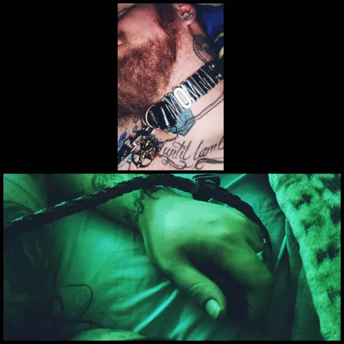 Mommy sleeps holding my leash every night. She'll pull it tight when she want snuggles in the middle of the night. I'm so lucky, I love her so much. I will serve her forever.