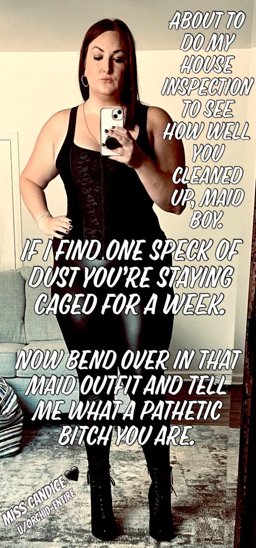 Time for my inspection, maid boy. Better hope I don’t find any areas you missed…[OC]