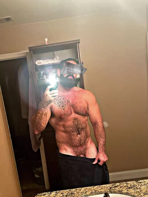 Fresh out of the shower. You drying me off, or am I making you wet?