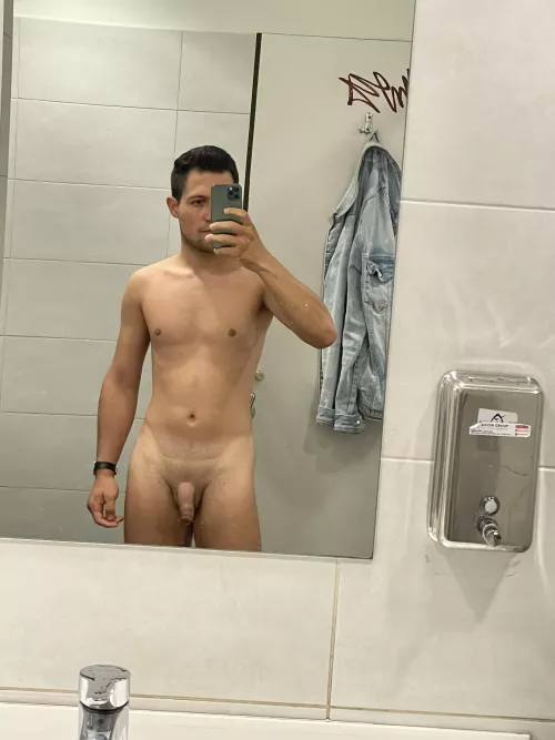 In a public bathroom 😏