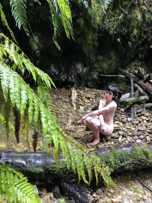 Naked goth bitch in her natural habitat